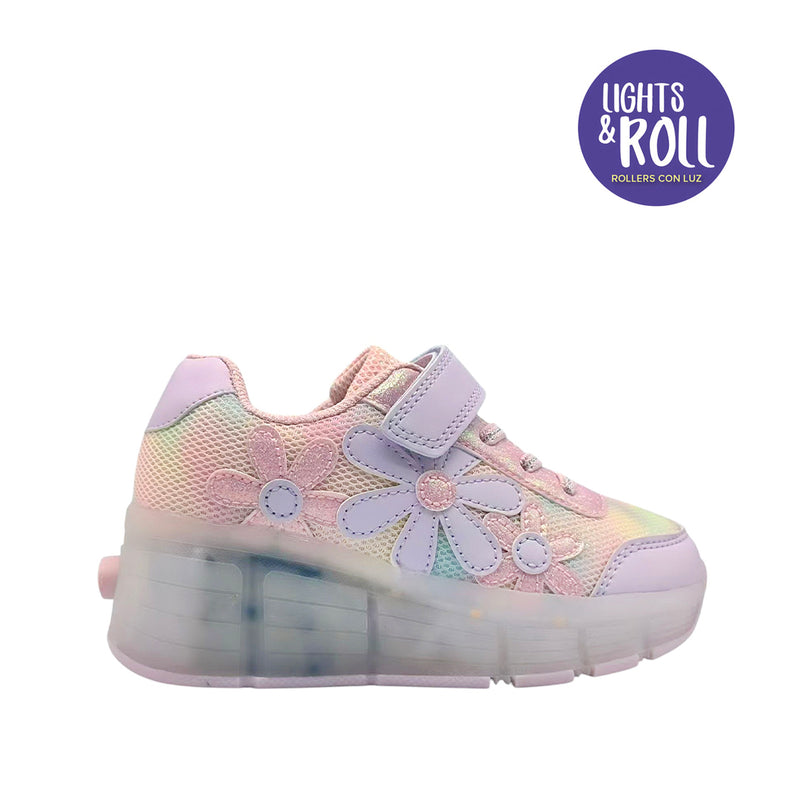 Sneakers con rodos Ari para niña color rosado