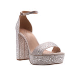 Sandalias de tacón Omega para mujer color plateado