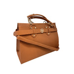 Cartera satchel Eu para mujer color tan