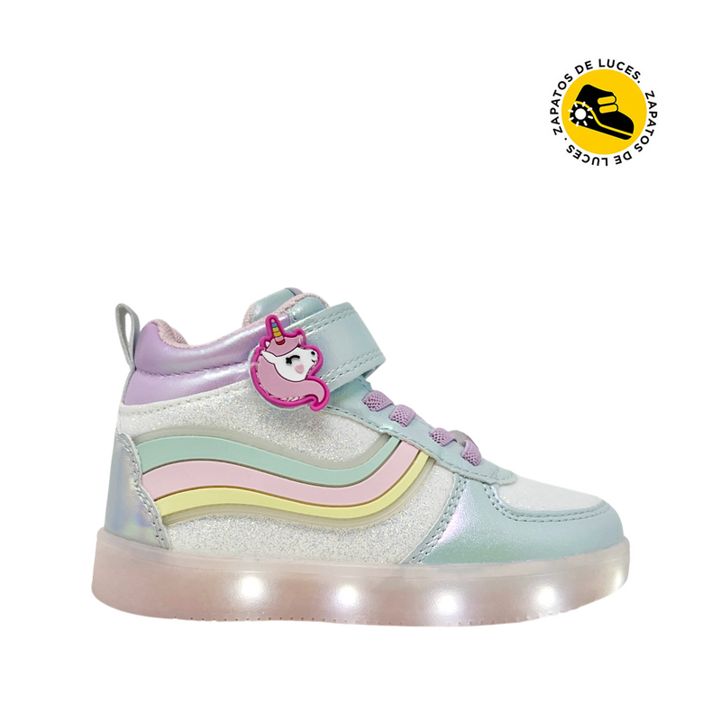 Sneakers con luces Unicorn para infante color multi