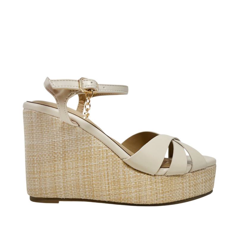 Sandalias de cuña Anita para mujer color hueso