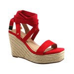 Sandalias de cuña Emilia para mujer color rojo