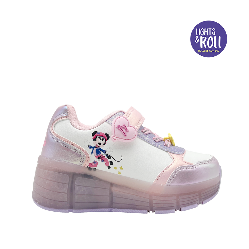 Sneakers con rodos Minnie para niña color lila