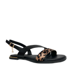 Sandalias flats Galatea para mujer color leopardo