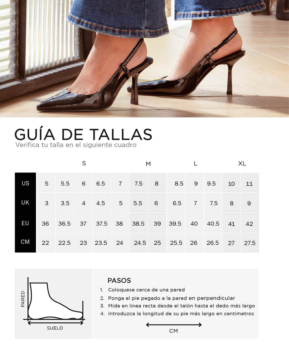 guía de tallas zapatos para hombre y mujer