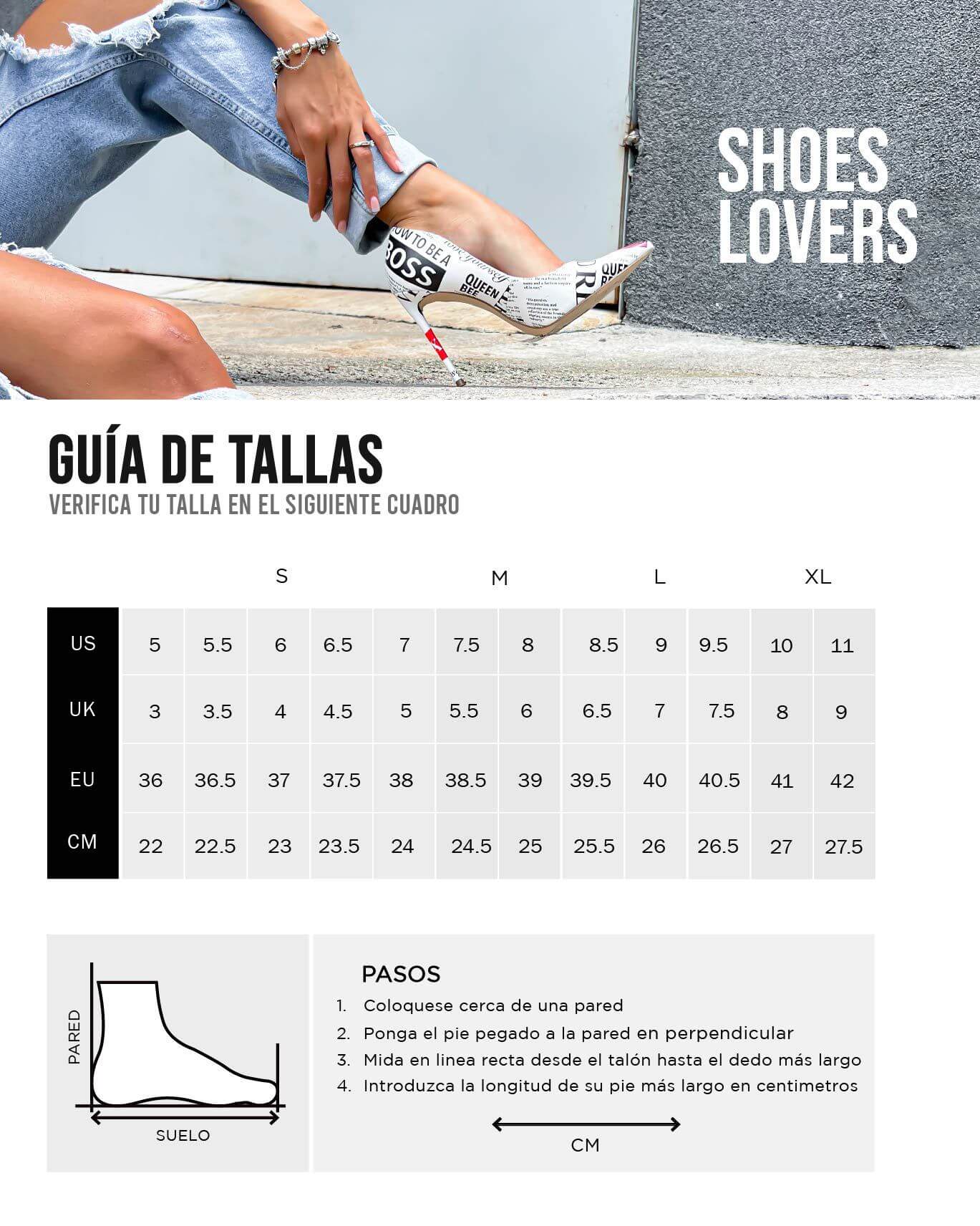 Tabla para zapatos en estados unidos hot sale